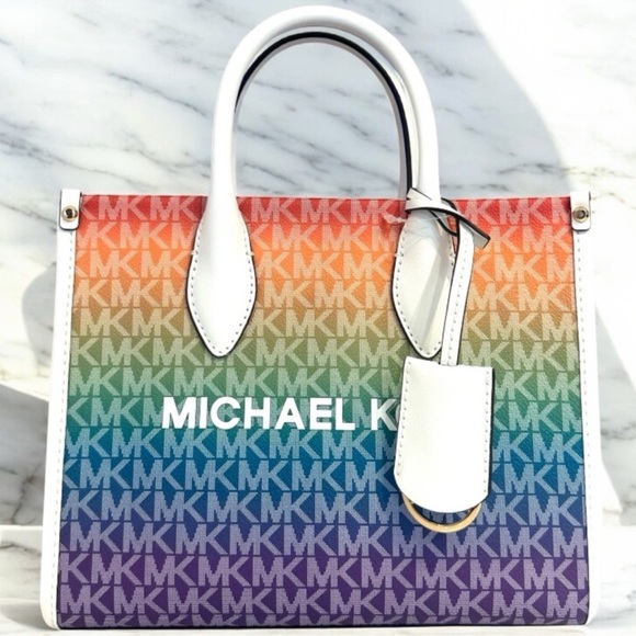 Michael Kors Mirella Small Rainbow Signature Logo Crossbody Bag Rainbow - Picture 1 of 9